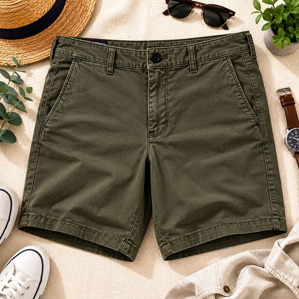 Hollister Shorts Mens Size 30 (32") Chino Distressed Gray Green (681)